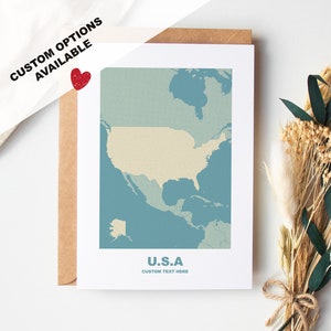 Cartão de felicitações dos EUA - Opções personalizadas disponíveis - Envelope Kraft incluído - Aniversário - Aniversário - Viagem surpresa - Cartão personalizado
