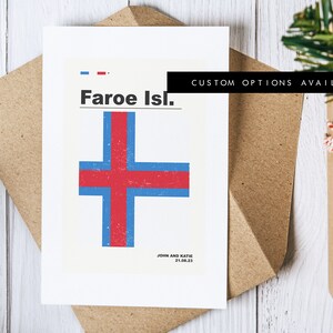 Cartão de felicitações das Ilhas Faroé - Cartão de felicitações personalizado - Bandeira das Ilhas Faroé - Cartão em branco - Envelope reciclado incluído - Cartão de felicitações - Aniversário