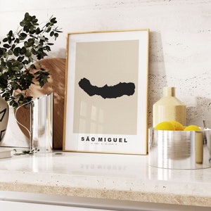 Sao Miguel Print - Custom Map Print - Personalised Text Gift Options - Frames/Canvas Options - Vintage Style Map Print