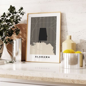 Alabama-afdruk - aangepaste kaartafdruk - gepersonaliseerde tekst cadeau-opties - lijst/canvas-opties - kaartafdruk vintage stijl