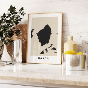 Naxos Print - Benutzerdefinierter Kartendruck - Geschenkoptionen mit personalisiertem Text - Rahmen- / Leinwandoptionen - Kartendruck im Vintage-Stil