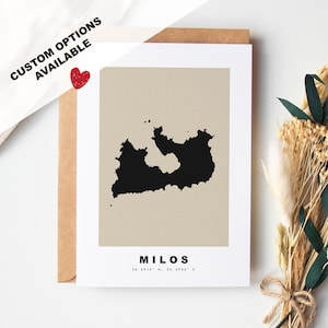 Milos Custom Grußkarte - Kraft Umschlag enthalten - Benutzerdefinierter Text - Grußkarte - Benutzerdefinierte Karte - Melos - ΜYk - Griechenland