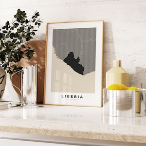 Liberia Print - niestandardowy wydruk mapy - spersonalizowany tekst Opcje prezentu - opcje ramek/płótna - wydruk mapy w stylu vintage