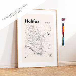 Halifax Map Print (UK) - Benutzerdefinierte Optionen / Farben erhältlich - Drucke oder gerahmte Drucke - West Yorkshire, UK
