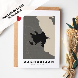 Aserbaidschan benutzerdefinierte Grußkarte - Kraft Umschlag enthalten - Benutzerdefinierter Text - Aserbaidschan Grußkarte - Jubiläum - Überraschungsreise - Geburtstag