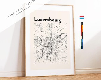 Luxembourg City Map Print - Custom options/colours available - Prints or Framed Prints - Luxembourg - Custom Text for Gift