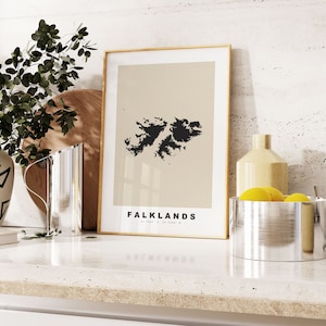 Falklandeilanden print - aangepaste kaart print - gepersonaliseerde tekst cadeau-opties - lijst/canvas opties - vintage stijl kaart print