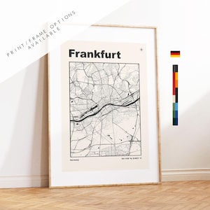 Frankfurt Map Print - Frankfurt City Map - Germany - Prints or Framed Prints - Custom Text Options - Different Colours Available