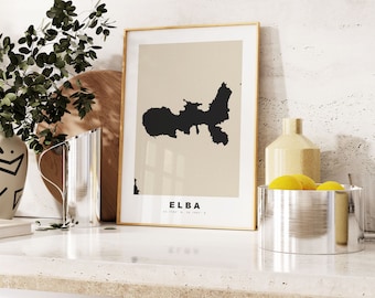 Impresión de Elba - Impresión de mapas personalizada - Opciones de regalo con texto personalizado - Opciones de marcos/lienzos - Impresión de mapas en estilo vintage