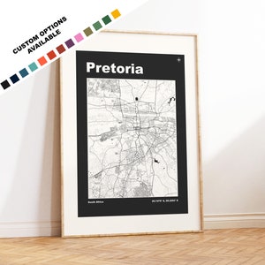Pretoria Map Print - Custom options/colours available - Prints or Framed Prints - Pretoria, South Africa - Custom Text for Gift