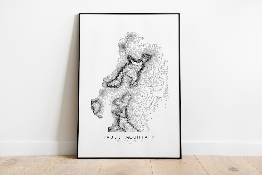 Table Mountain Print Topography Map Print Table Mountain Poster South