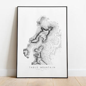 Tafelberg Print - Topographie Karte Print - Tafelberg Poster - Südafrika - Kapstadt - Topographische Karte - Print - Poster - Wandkunst
