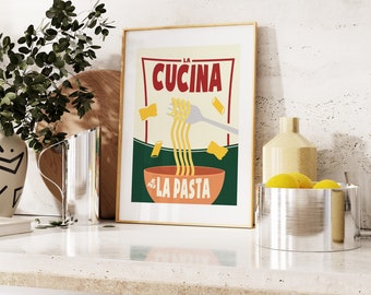 Pasta print - "De keuken is voor pasta" - Italiaans eten poster - pasta keuken print - pasta poster - pastaliefhebber - cadeau - pasta foodie