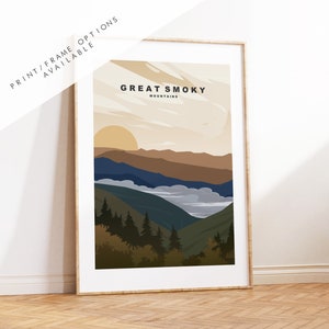Great Smoky Mountains Print - US National Park Travel Poster - Prints, Framed or Canvas - USA National Parks - Travel Poster - Gift