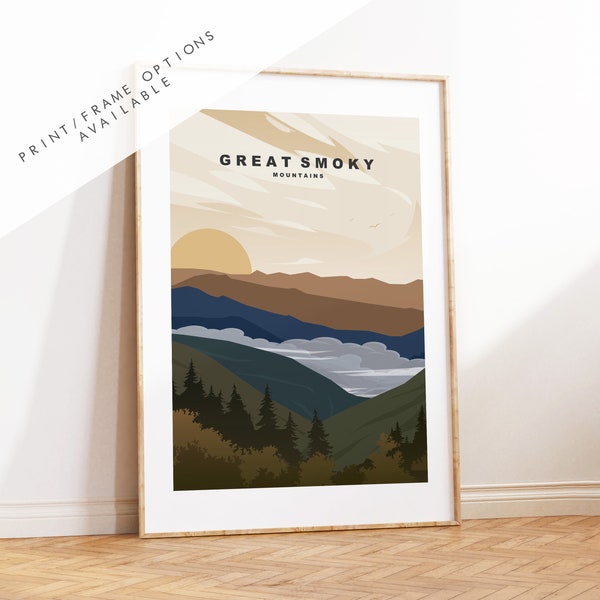 Great Smoky Mountains Print - US National Park Travel Poster - Prints, Framed or Canvas - USA National Parks - Travel Poster - Gift