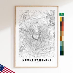 Mount Saint Helens Druck - Vereinigte Staaten - Konturkarte - Topographie - Topografische Karte - Druck - Poster - Kartendruck