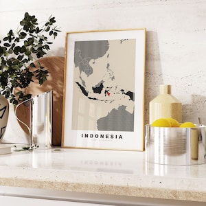 Indonesien Druck - Benutzerdefinierter Kartendruck - personalisierte Text Geschenkoptionen - Rahmen / Leinwandoptionen - Vintage Style Map Print