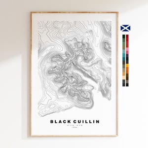 Black Cuillin Print - Konturkarte - Black Cuillin Map - Schottland - Topographische Karte - Print - Wandkunst - Skye - Sgurr Alasdair - Topographie