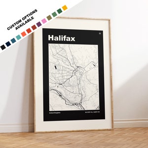 Halifax Map Print - Custom options/colours available - Prints or Framed Prints - Halifax, West Yorkshire - Custom Text for Gift
