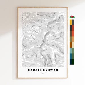 Cadair Berwyn Print - Mapa de contorno - Snowdonia - País de Gales - Mapa topográfico - Impressão - Poster - Arte de parede - Cader Berwyn - Craig Uchaf
