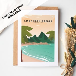 Cartão de felicitações da Samoa Americana - Parque Nacional da Samoa Americana - Cartões de felicitações dos parques nacionais dos EUA - Envelope incluído - Cartão reciclado branco