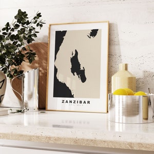 Impresión de Zanzíbar - Impresión de mapa personalizada - Opciones de regalo con texto personalizado - Opciones de marcos/lienzos - Impresión de mapa estilo vintage