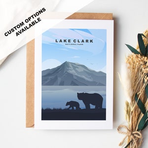 Tarjeta de felicitación del lago Clark - Parque nacional del lago Clark - Tarjetas de felicitación de los parques nacionales de EE. UU. - Sobre incluido - Tarjeta reciclada blanca