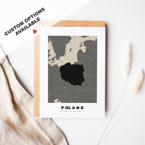 Cartão de felicitações personalizado da Polônia - Envelope Kraft incluído - Texto personalizado - Cartão de felicitações da Polônia - Aniversário - Viagem surpresa - Aniversário
