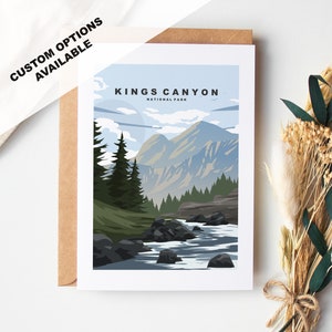 Tarjeta de felicitación de Kings Canyon - Parque Nacional Kings Canyon - Tarjetas de felicitación de parques nacionales de EE. UU. - Sobre incluido - Tarjeta reciclada blanca