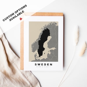 Carte de voeux personnalisée Suède - Enveloppe Kraft incluse - Texte personnalisé - Carte de voeux Suède - Anniversaire - Voyage surprise - Anniversaire