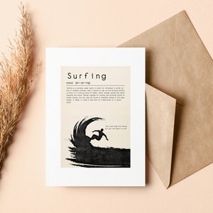 Surfing Grußkarte - Blanko Karte - Recycling Umschlag inklusive - Surfen - Surfing Card - Geschenk für Surfer - Card for Surfer