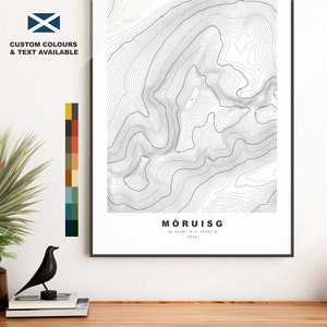 Moruisg-afdruk - contourkaart - Moruisg-poster - Schotland - topografische kaart - afdrukken - kunst aan de muur - Moruisg-kaart