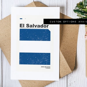 Wenskaart El Salvador - aangepaste wenskaart - vlag van El Salvador - blanco kaart - inclusief gerecyclede envelop - wenskaart - verjaardag