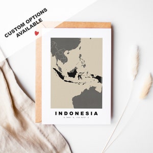 Tarjeta de felicitación personalizada de Indonesia - Sobre Kraft incluido - Texto personalizado - Tarjeta de felicitación de Indonesia - Aniversario - Viaje sorpresa - Cumpleaños