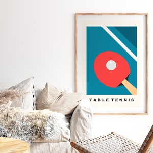 Impresión de tenis de mesa - Minimalista - Póster de tenis de mesa - Sala de juegos - Impresión de arte de pared - Habitación de niños - Habitación de niñas - Contemporáneo - Minimalista