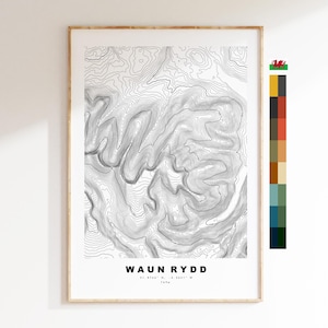 Waun Rydd Print - Contour Map - Brecon Beacons - Wales - Topographic Map - Print - Poster - Wall Art - Waun Rydd Poster - Map Print