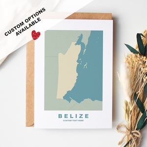 Tarjeta de felicitación de Belice - Opciones personalizadas disponibles - Sobre reciclado incluido