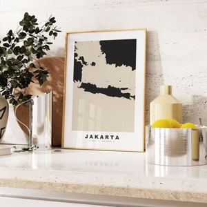 Jakarta Print - Custom Map Print - Personalised Text Gift Options - Frames/Canvas Options - Vintage Style Map Print