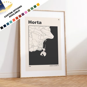 Horta Imprimer - Açores Map Print - Açores Wall Art - Carte - Imprimer - Affiche - Cadeau