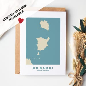 Tarjeta de felicitación de Ko Samui - Opciones personalizadas disponibles - Sobre reciclado incluido