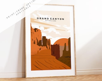 Grand Canyon Print - US National Park Travel Poster - Prints, Framed or Canvas - USA National Parks - Grand Canyon Travel Poster - Gift