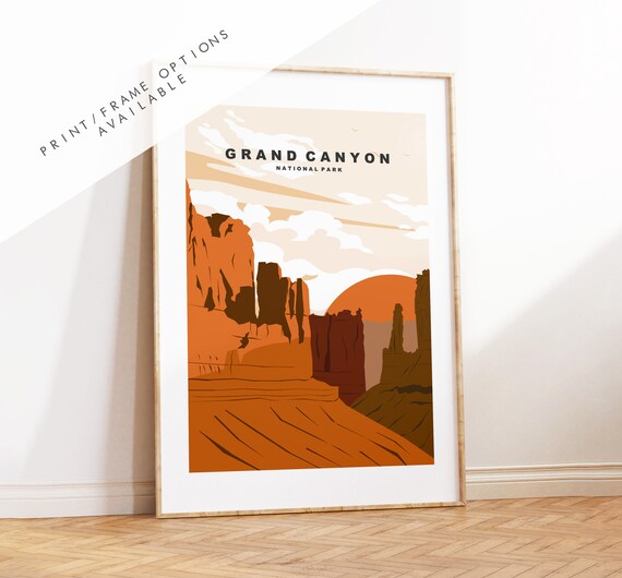Grand Canyon Print - US National Park Travel Poster - Prints, Framed or Canvas - USA National Parks - Grand Canyon Travel Poster - Gift