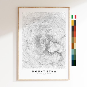 Etnea Stampa - Italia - Mappa dei contorni - Topografia - Mappa topografica - Stampa - Poster - Stampa mappa