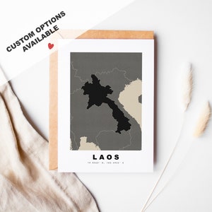 Tarjeta de felicitación personalizada de Laos - Sobre Kraft incluido - Texto personalizado - Tarjeta de felicitación de Laos - Aniversario - Viaje sorpresa - Cumpleaños