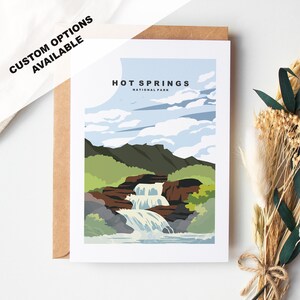 Tarjeta de felicitación de aguas termales - Parque nacional de aguas termales - Tarjetas de felicitación de parques nacionales de EE. UU. - Sobre incluido - Tarjeta reciclada blanca