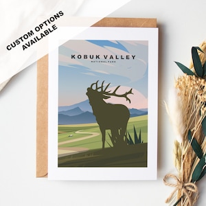 Tarjeta de felicitación del valle de Kobuk - Parque nacional del valle de Kobuk - Tarjetas de felicitación de los parques nacionales de EE. UU. - Sobre incluido - Tarjeta reciclada blanca