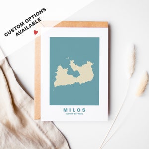 Cartão de felicitações Milos - Opções personalizadas - Envelope Kraft - Aniversário - Aniversário - Viagem surpresa - Melos - Μήλος - Grécia