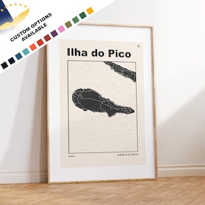 Ilha do Pico Imprimer - Açores Map Print - Açores Wall Art - Carte - Imprimer - Affiche - Cadeau