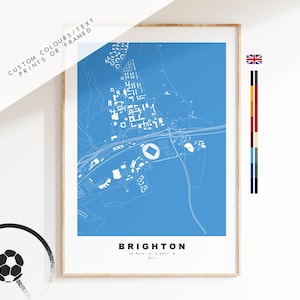 Custom Stadium Map Print - Any Football Stadium - Stadium Map - Gifts For Him - Gift For Dad - Prints or Framed Prints - Brighton