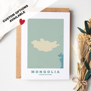 Mongolei Grußkarte - Benutzerdefinierte Optionen verfügbar - Kraft-Umschlag enthalten - Jubiläum - Geburtstag - Überraschungsreise - Benutzerdefinierte Karte